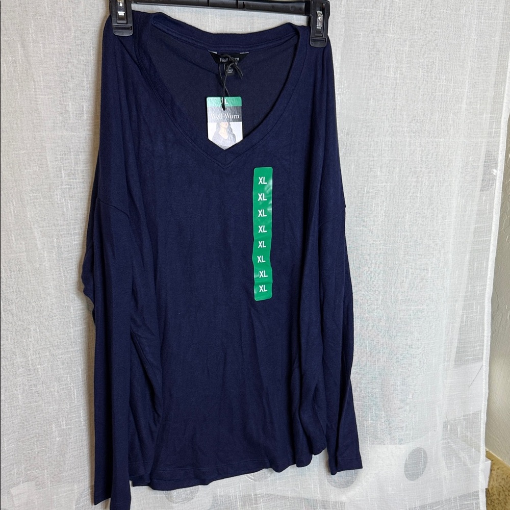 Well Worn Deep Blue V-Neck Top